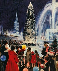 Karácsonyfa a londoni Trafalgar Square-en, ajándék az oslóiaktól alkotó: English School